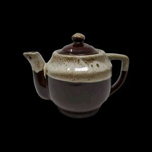 Teapot Brown Vintage Asian  Glazed Brown Drip Tea Kettle